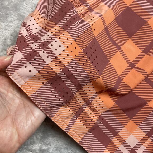 Legends Luka Mesh Shorts Mens XL Orange Plaid 9" Inseam Unlined Performance - Picture 5 of 8